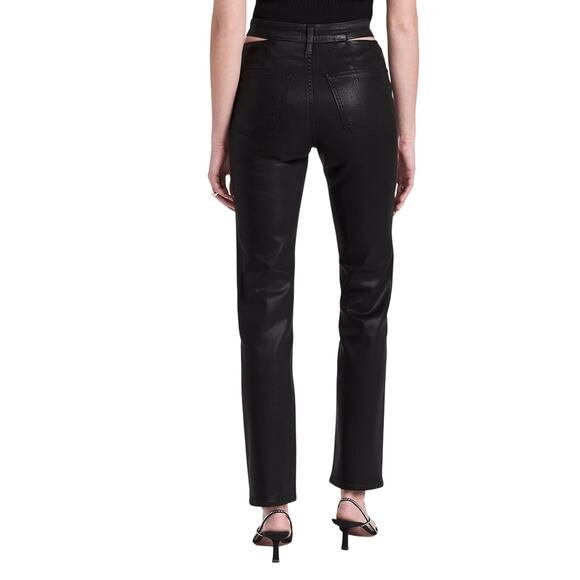 Jonathan Simkhai NWT Amelia Straight Leg Denim in Black Coated Size 32 - Picture 4 of 9